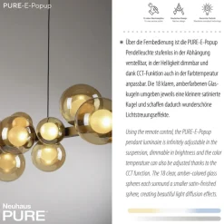 Paul Neuhaus LED Pendelleuchte E-POPUP 120 cm messingfarbig/braun