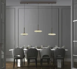 Paul Neuhaus LED Pendelleuchte E-POPUP 120 cm messingfarbig/braun