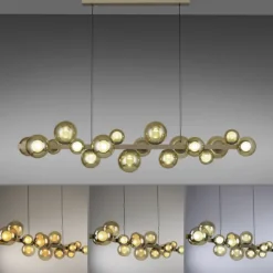 Paul Neuhaus LED Pendelleuchte E-POPUP 120 cm messingfarbig/braun