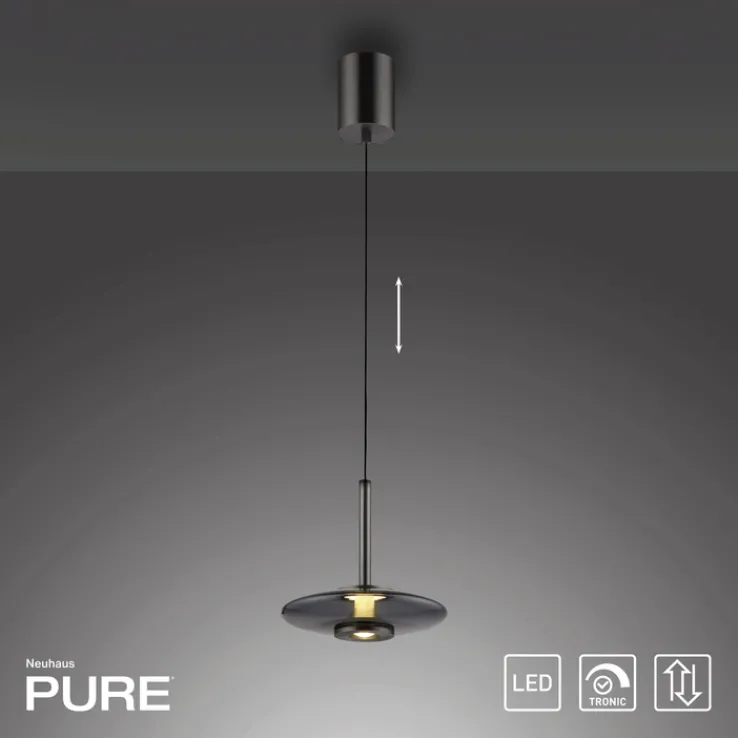 Paul Neuhaus LED Pendelleuchte PURE VITRUM 22 cm grau