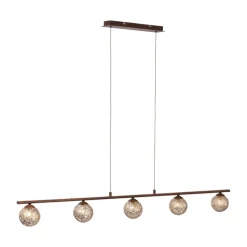 Paul Neuhaus Retrofit Pendellampe GRETA 5-flg rostfarbig/goldfarbig