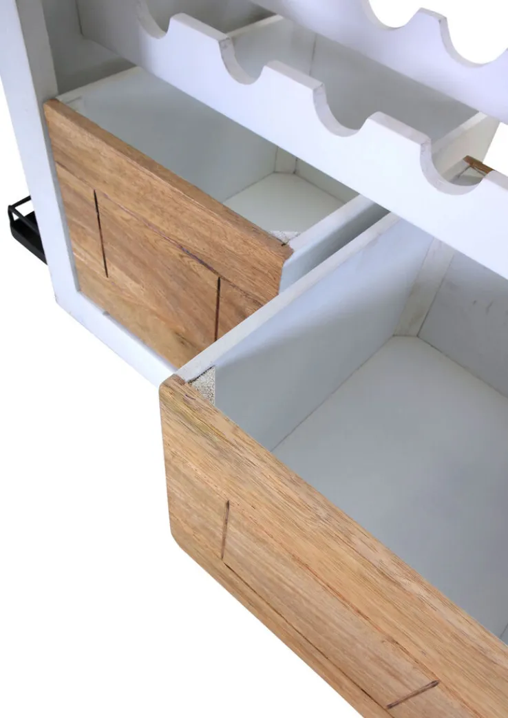 PHILL HILL Barwagen LEWIS 97 x 85 x 43 cm Mango massiv/weiß/schwarz