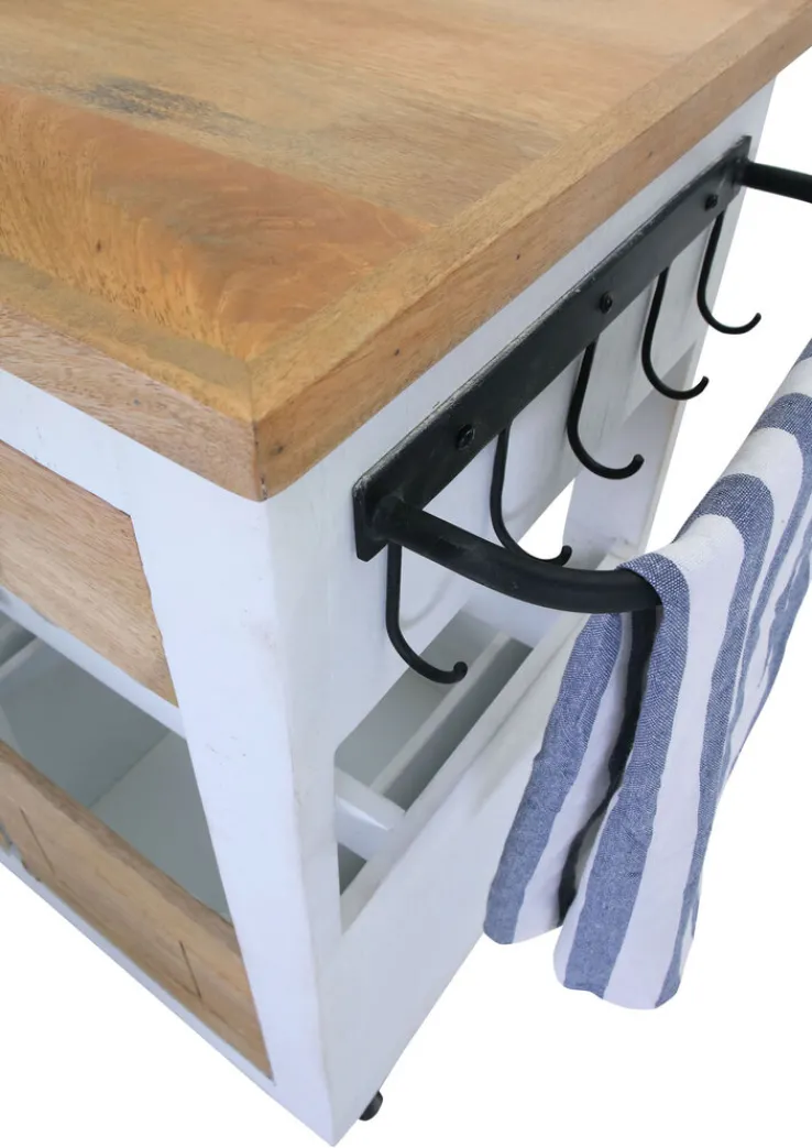 PHILL HILL Barwagen LEWIS 97 x 85 x 43 cm Mango massiv/weiß/schwarz