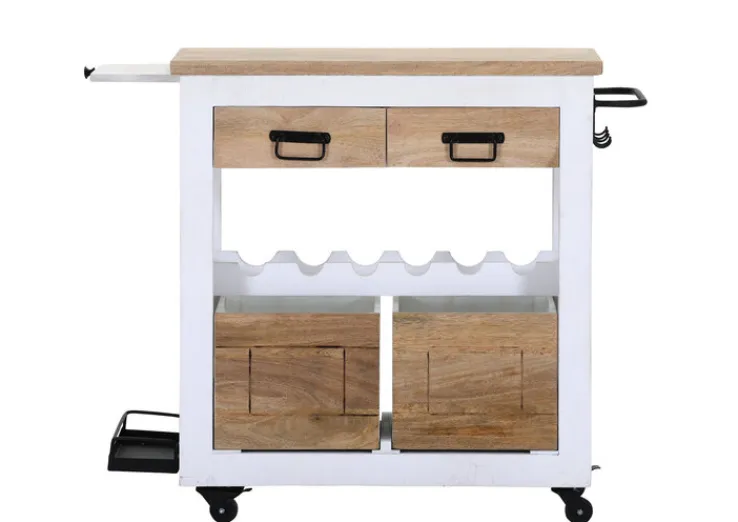 PHILL HILL Barwagen LEWIS 97 x 85 x 43 cm Mango massiv/weiß/schwarz