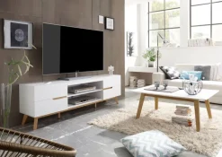 PHILL HILL Couchtisch RIBE 110 x 70 cm Eiche massiv/ Platte furniert weiß