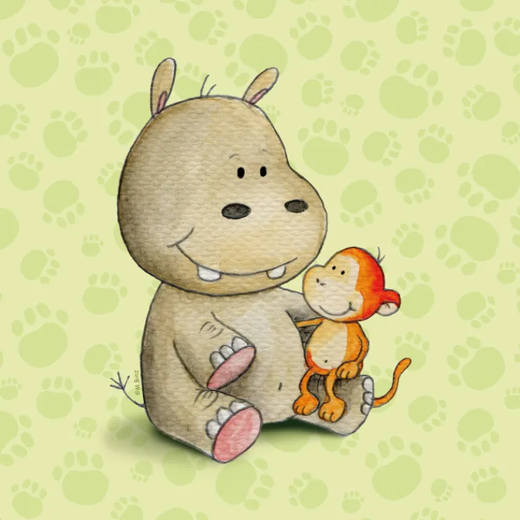 PRO ART Basic cellophaniert Bild LITTLE FRIENDS HIPPO 27 x 27 cm mehrfarbig