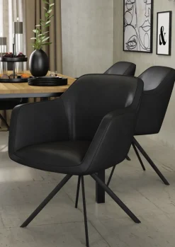 PURO Amlehnstuhl VENEDIG Lederbezug schwarz