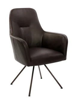 PURO Armlehnstuhl RENATA 95 x 63 x 68 cm Braun/Schwarz Leder/Metall