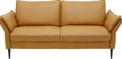 PURO Ledersofa 3-Sitzer STRASSBURG II Cloudy kurkuma