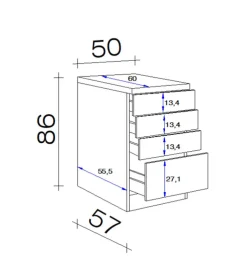 QUARTIER Schubkastenunterschrank MEGGIE 50 x 86 57 cm weiß