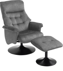 QUARTIER Relaxsessel mit Hocker IDA grau-charcoal