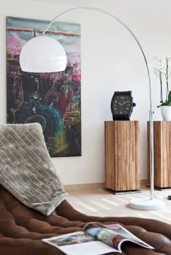 Retrofit Bogenlampe chromfarbig /weiß /Marmor weiß