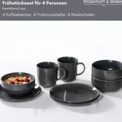 Ritzenhoff & Breker Frühstücksservice TOLEDO 12-teilig Steinzeug grau