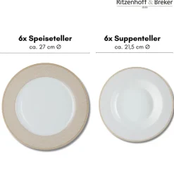 Ritzenhoff & Breker Tafelservice GEO 12-teilig Porzellan beige