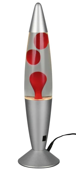 Reality RL RL Lavalampe VESUV, Metall/Glas/Wachs, Höhe 42 cm Alu-/Nickelfarbig/Rot/Transparent