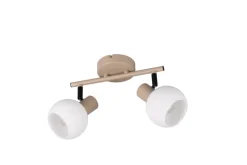 Reality RL RL LED Deckenlampe mit 2 Spots BOBA, Metall/Glas, 25 x 18,5 x 10 cm Beige/Weiß