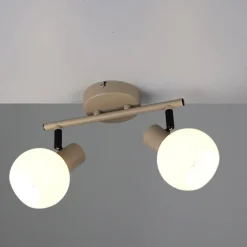 Reality RL RL LED Deckenlampe mit 2 Spots BOBA, Metall/Glas, 25 x 18,5 x 10 cm Beige/Weiß