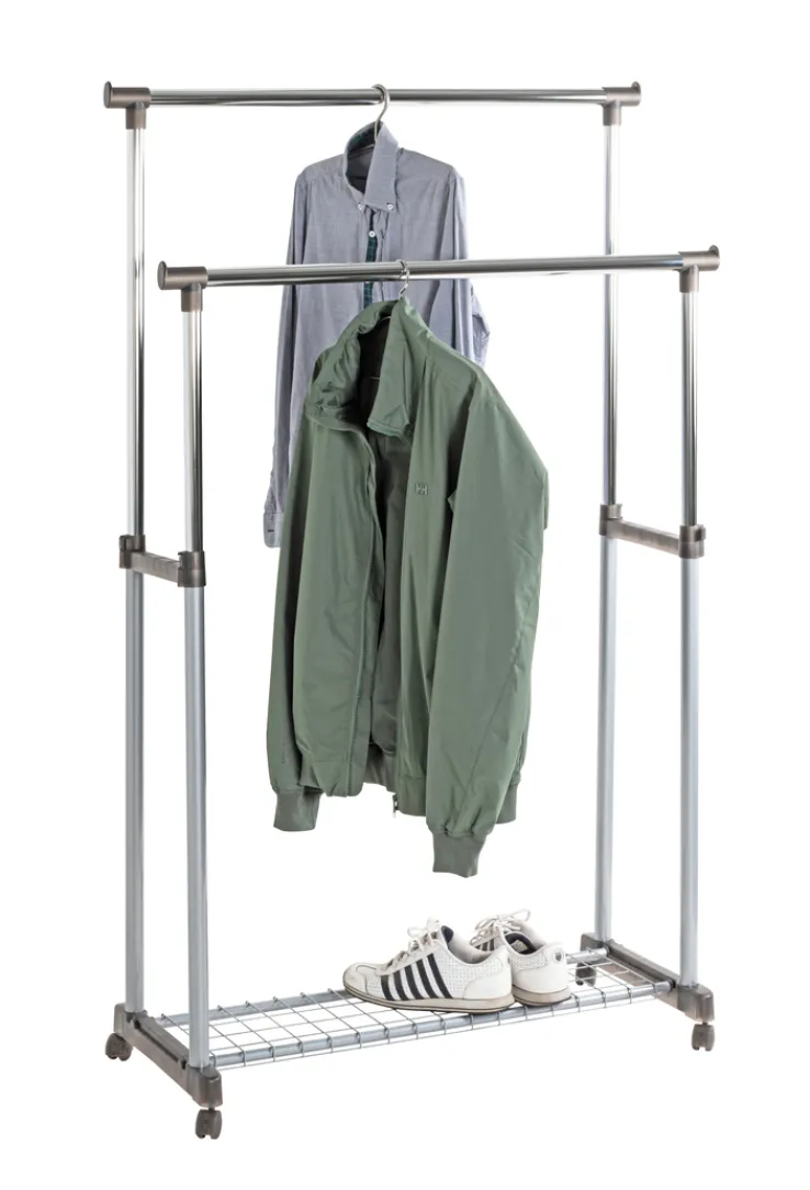 Rollgarderobe 95 x 95-170 x 43 cm Metall chromfarbig