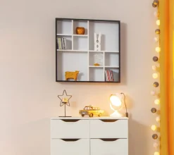 Sammlervitrine PETER 70x70x13 cm Schwarz/Weiß