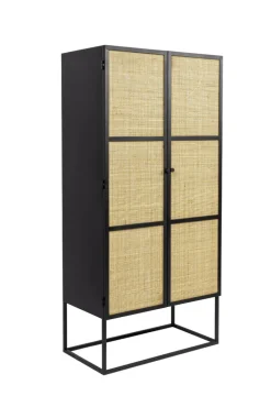 QUARTIER Schrank JOANNA 70 x 145 cm Rattangeflecht/schwarz