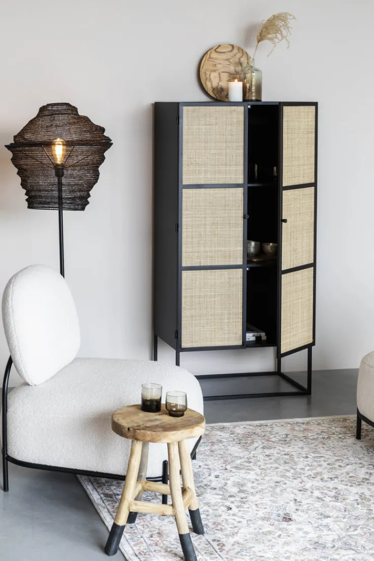 QUARTIER Schrank JOANNA 70 x 145 cm Rattangeflecht/schwarz