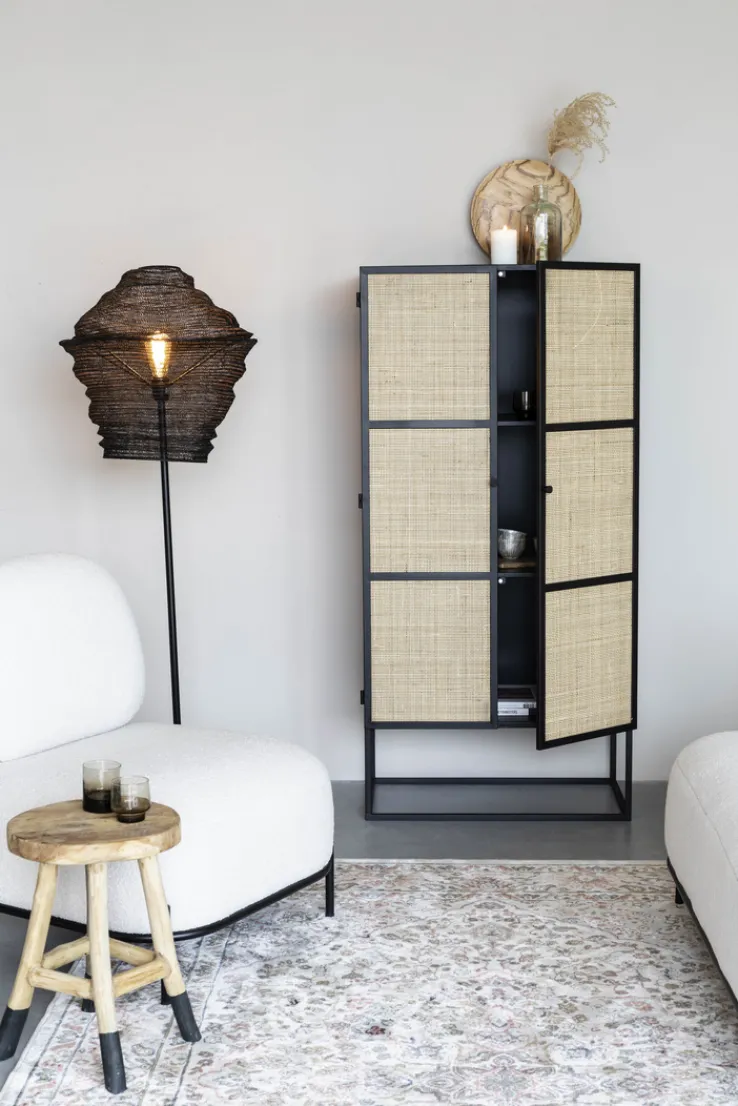 QUARTIER Schrank JOANNA 70 x 145 cm Rattangeflecht/schwarz