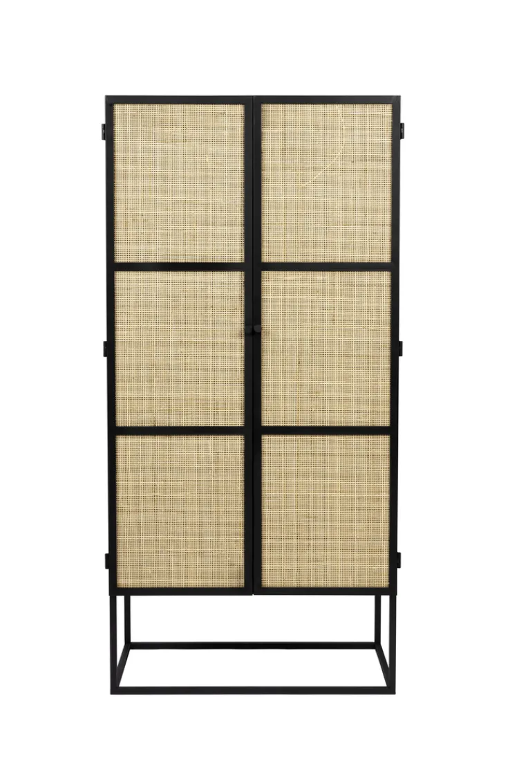 QUARTIER Schrank JOANNA 70 x 145 cm Rattangeflecht/schwarz