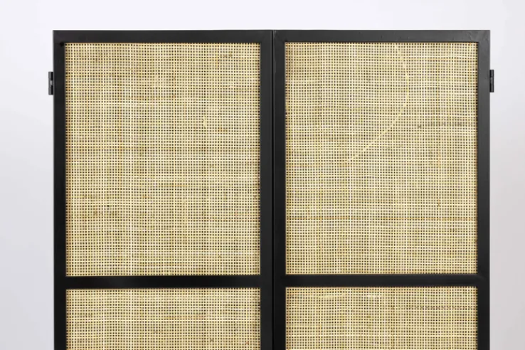 QUARTIER Schrank JOANNA 70 x 145 cm Rattangeflecht/schwarz