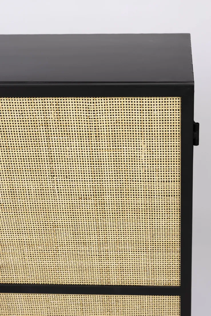 QUARTIER Schrank JOANNA 70 x 145 cm Rattangeflecht/schwarz