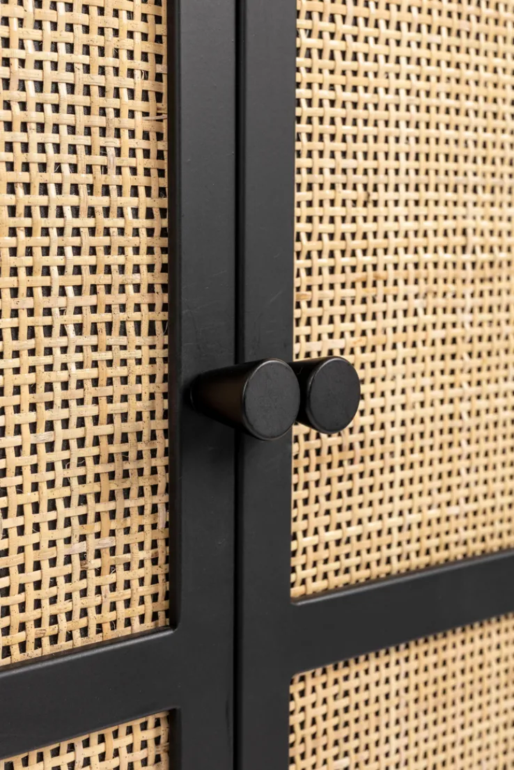 QUARTIER Schrank JOANNA 70 x 145 cm Rattangeflecht/schwarz