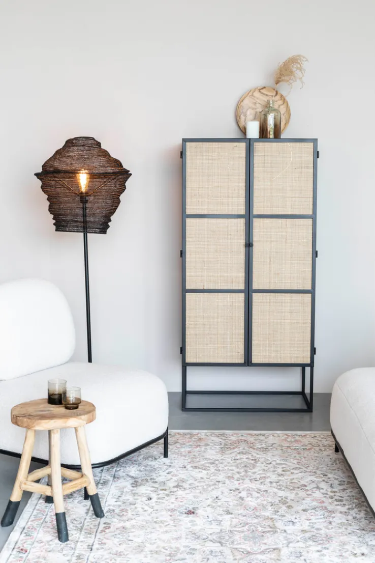 QUARTIER Schrank JOANNA 70 x 145 cm Rattangeflecht/schwarz