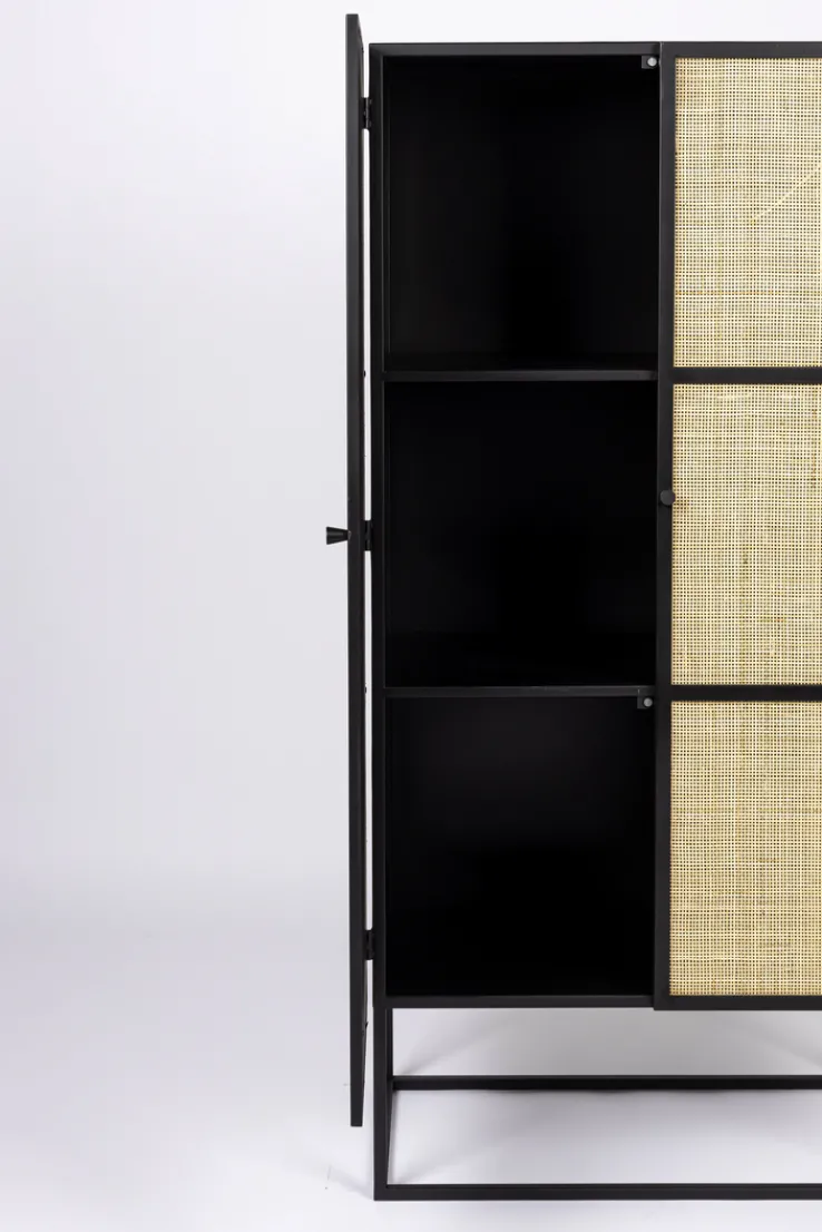 QUARTIER Schrank JOANNA 70 x 145 cm Rattangeflecht/schwarz