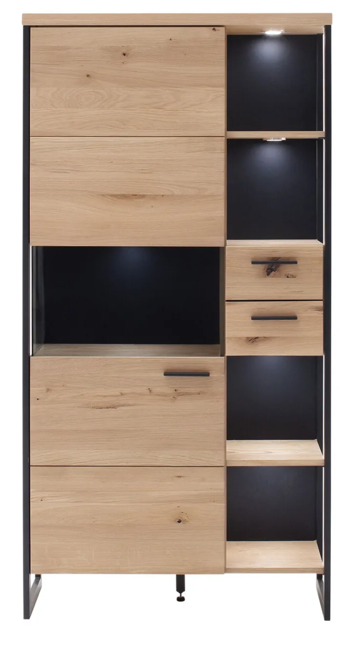 Schrankvitrine LANTANA 95 cm Balkeneiche Bianco /anthrazit