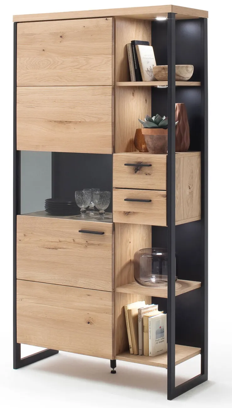 Schrankvitrine LANTANA 95 cm Balkeneiche Bianco /anthrazit