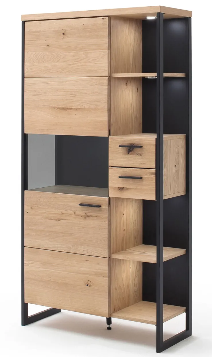 Schrankvitrine LANTANA 95 cm Balkeneiche Bianco /anthrazit