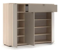 Schuhschrank 133 x 103 cm Basalt supermatt/Riva-Eiche-Dekor