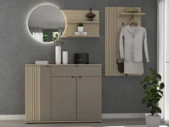 Schuhschrank 133 x 103 cm Basalt supermatt/Riva-Eiche-Dekor