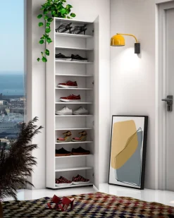 Schuhschrank 60 x 200 cm mit Spiegeltür