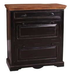 Schuhschrank 85 x 90 cm schwarz Mangoholz massiv