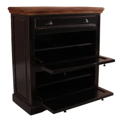 Schuhschrank 85 x 90 cm schwarz Mangoholz massiv