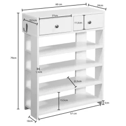 Schuhschrank 60 x 79 cm weiß