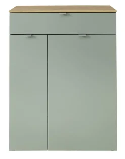 Schuhschrank 78 x 103 x 38 cm schilfgrün supermatt/Absetzung braun