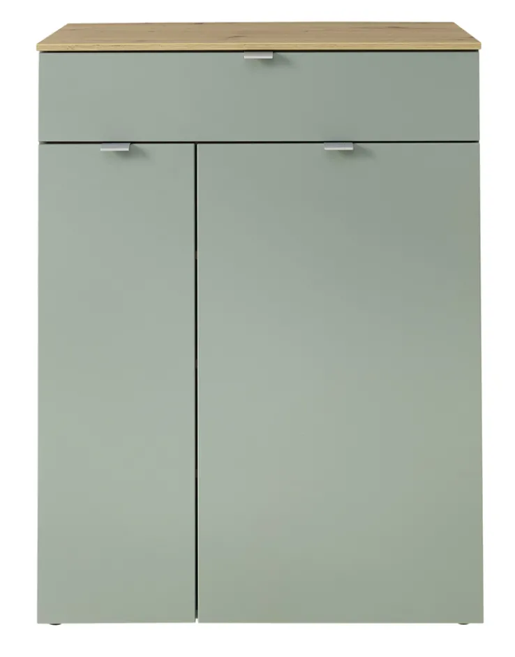 Schuhschrank 78 x 103 x 38 cm schilfgrün supermatt/Absetzung braun