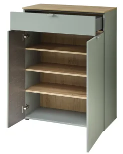 Schuhschrank 78 x 103 x 38 cm schilfgrün supermatt/Absetzung braun