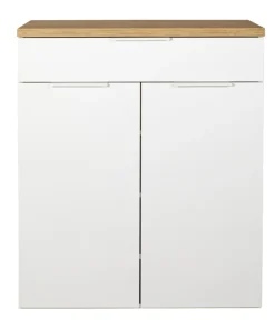 Schuhschrank MUNDI 83 x 102 cm Weiß Hochglanz/Eiche-Riviera-Dekor