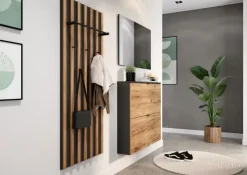 Schuhschrank RENELL 100 x 85 cm Graphit/Navarra-Eiche-Dekor