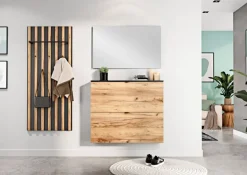 Schuhschrank RENELL 100 x 85 cm Graphit/Navarra-Eiche-Dekor