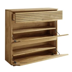 Schuhschrank SORRENT 110 x 105 cm astige Eiche massiv, naturbelassen geölt