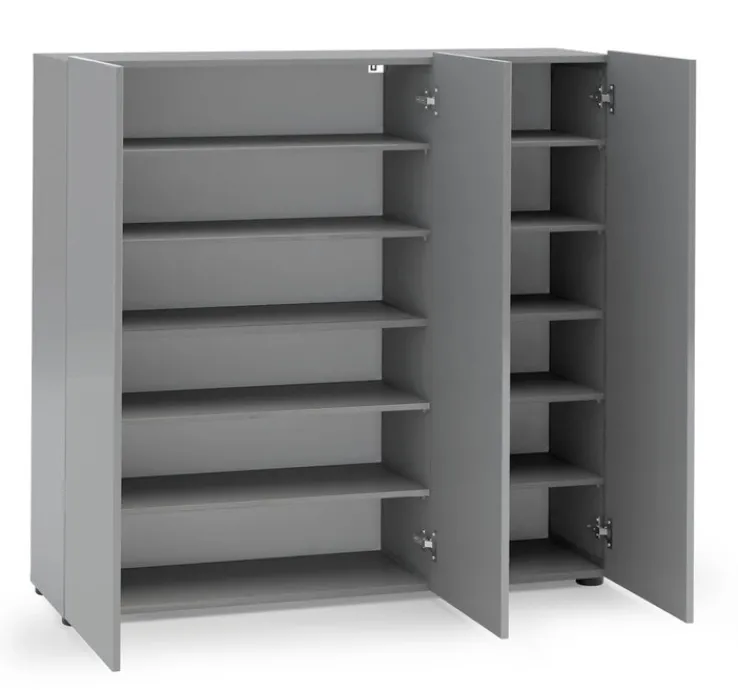 Schuhschrank VERONA 120 x 115 cm Grau Lack Dekor