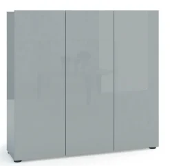 Schuhschrank VERONA 120 x 115 cm Grau Lack Dekor
